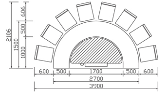 半圓形鐵板燒CAD規(guī)格圖
